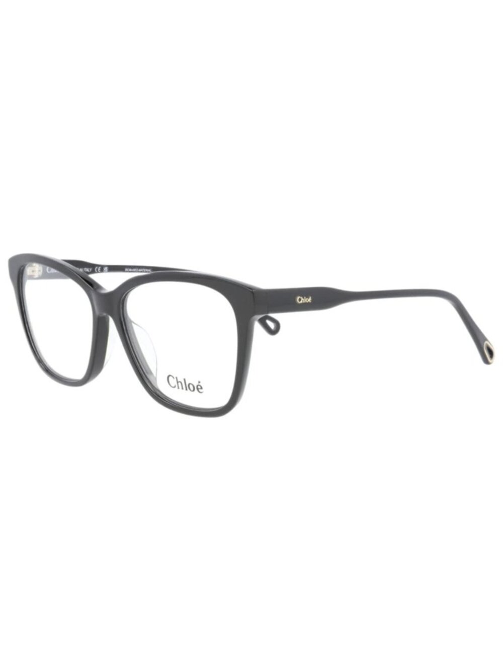New Chloé Women's Eyeglasses Square Rectangle Bio Acetate Frame Black Black